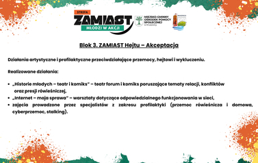 Informacje o projekcie socjalnym "Strefa ZAMIAST - Młodzi w Akcji" 3